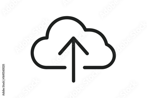 Cloud upload icon. Cloud computing data transfer symbol. Arrow in cloud shape. Online storage sign. Digital file upload. Modern minimal line vector. Web technology. Internet network backup.