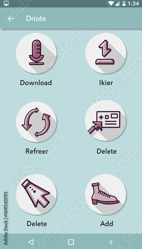 User interface icons for app functions in flat design style  