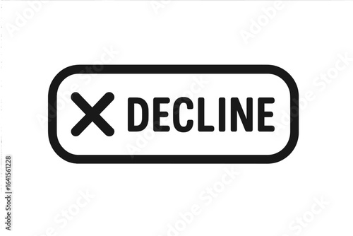 Decline button icon, web interface symbol, flat modern UI design, black outline, transparent background, vector illustration, cross mark, negative action, rejection, user interface element