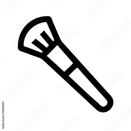 Makeup brush icon in black and white showing cosmetic applicator for beauty needs. Brush for makeup concept highlighting a beauty accessory used in professional or personal care settings.