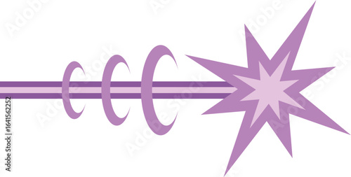 Purple laser beam is emitting from its source with concentric circles emanating from the beam