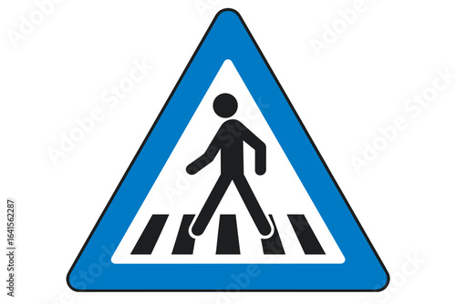 Pedestrian Crossing Sign Vector and Transparent PNG Illustration, Road Safety Symbol, Walk Warning Icon, Urban Traffic Signage, Pedestrian Alert Design for Safety and Navigation