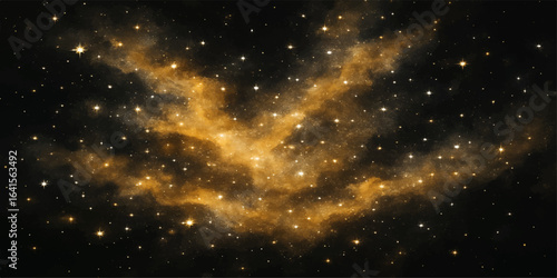 Vast night sky with bright stars, nebula, and galaxies in an abstract cosmos