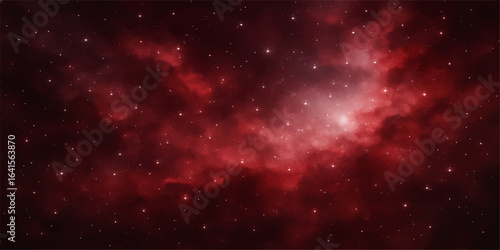 Abstract starfield with deep blue nebula and bright galaxies in a dark cosmos