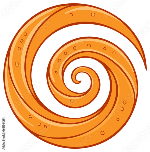 Abstract Orange Swirl Illustration with Internal Circular Pattern Design Element