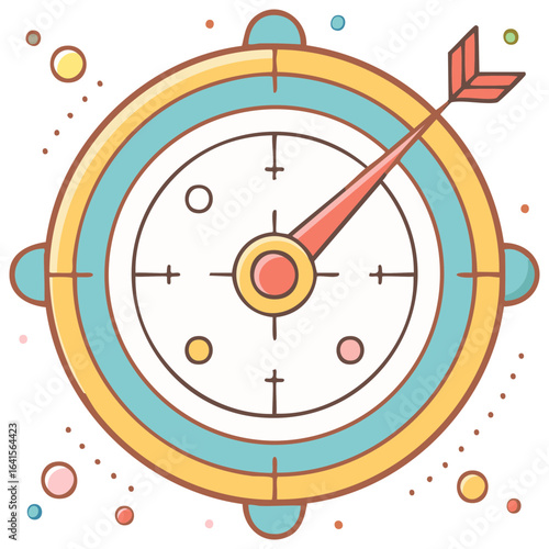 Cartoon Style Directional Compass Illustrative Guide Guidance Symbol Design Element for Navigation