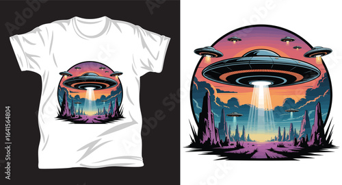 Alien graphic vector T shirt design print.