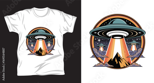 Alien graphic vector T shirt design print.