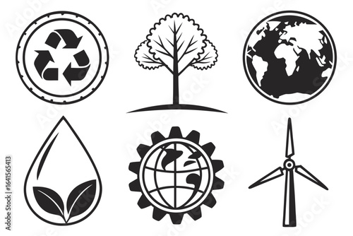 Set of ecofriendly and environmental icons isolated on white background