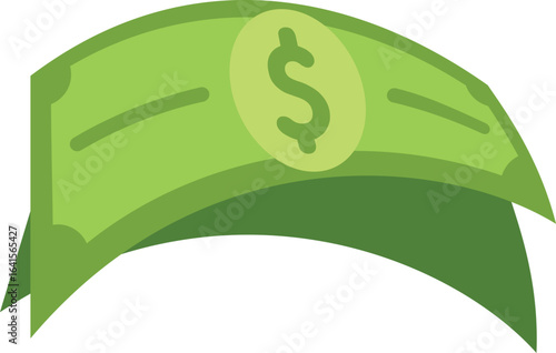 Curved banknote representing savings, investment, and financial success