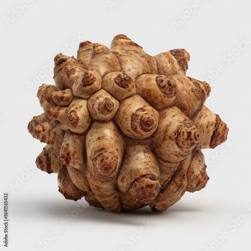 Jerusalem artichoke tuber, a sunchoke root vegetable with bumpy skin, isolated