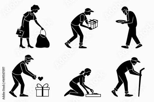 People giving and helping isolated on white background