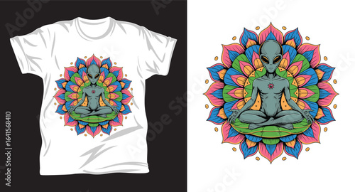 Alien graphic vector T shirt design print.