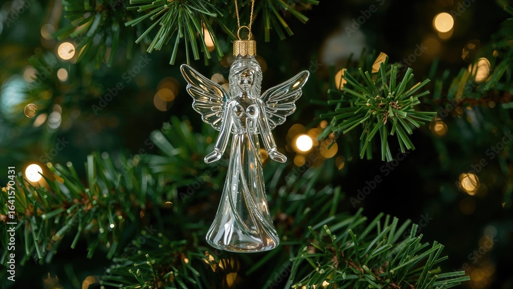 Obraz premium Yuletide angel figure hanging from holiday tree