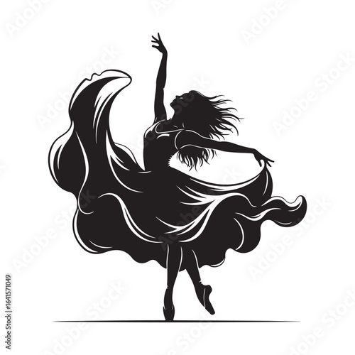 Graceful Ballerina Silhouette in Mid Air Dance