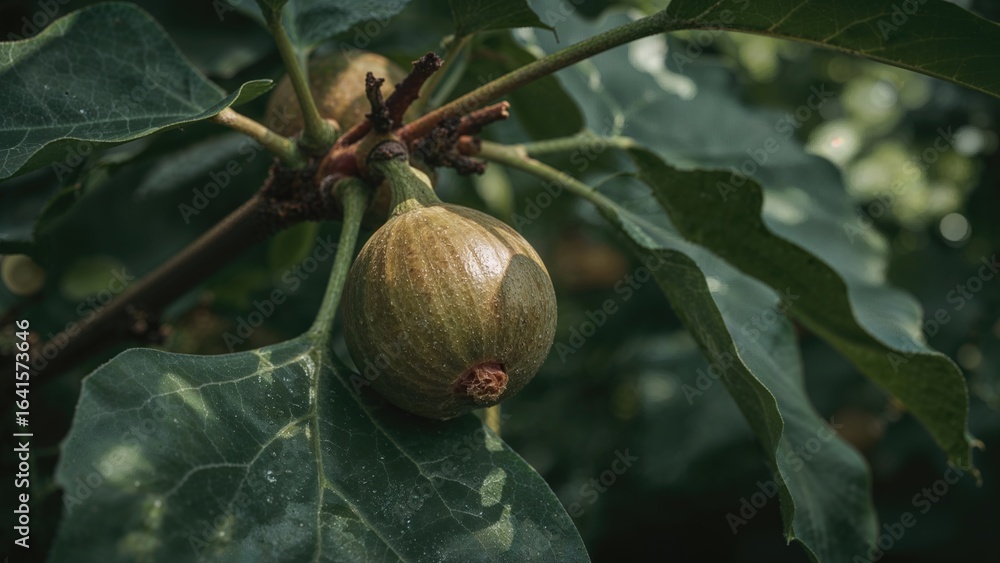 Naklejka premium Morning scene of fig fruit growing in a forest environment.