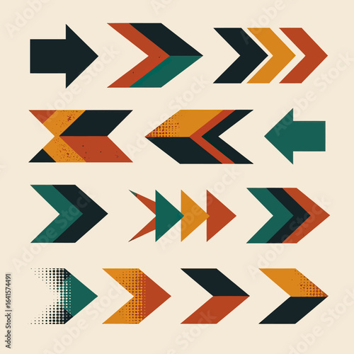 Free Download Set of modern geometric arrows with colorful tribal and chevron patterns, a collection of bold vector direction symbols for branding or decorative projects.
 - GFXLoad