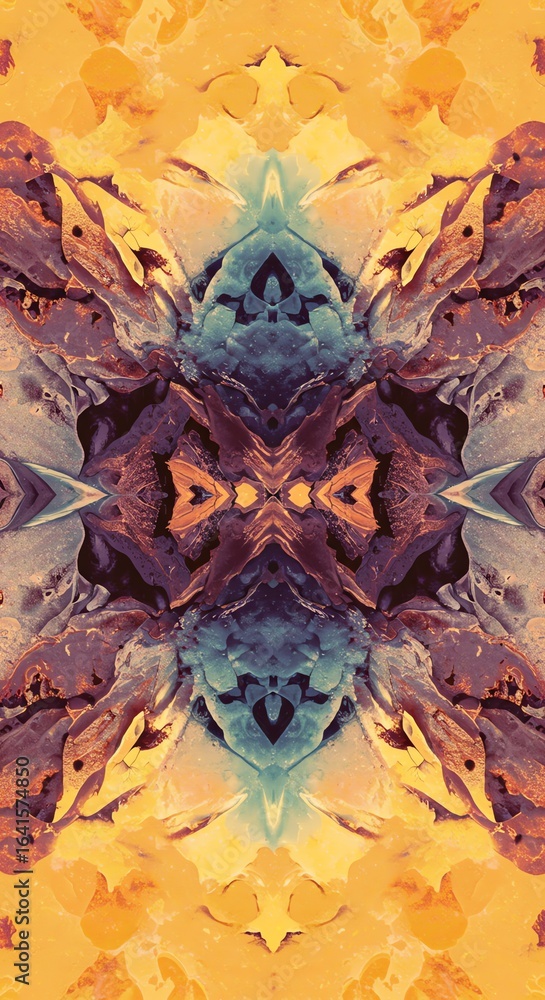 Naklejka premium Rorschach Ink Blot Art, Abstract Colorful Illustration