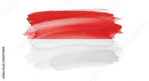 A watercolor representation of the Indonesian flag with red and white colors.