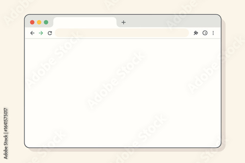 Minimalist Chrome Browser Blank Window Mockup. Realistic Vector Illustration of Web Browser Interface with Light Theme, Modern UI Elements, Desktop Application Frame, Online Technology Concept