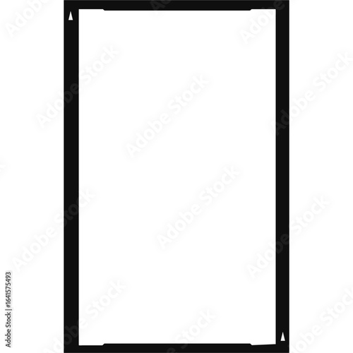Black vertical film frame border. Empty minimalist rectangular template for photography or design projects with copy space.