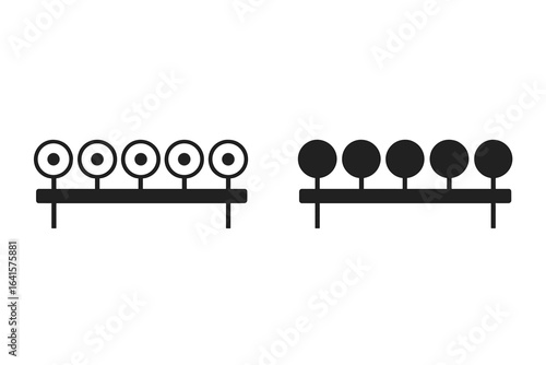 Biathlon Target Set Vector Illustration. Open and Closed Winter Sports Shooting Range Targets. Professional Competition Marksman Icons. Precision Aim Equipment. Transparent Background. Concept Design