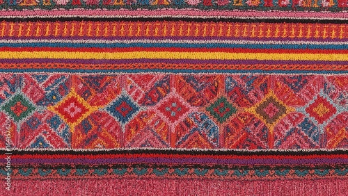 Handcrafted textile art with vivid thread embroidery and delicate satin stitch lines