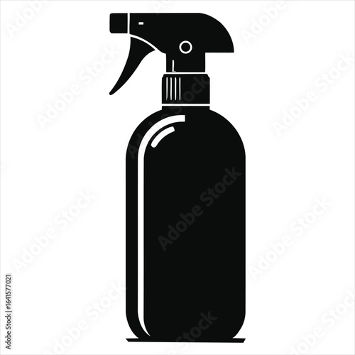 Spray Bottle Icon – Minimalist Silhouette Vector on White and Black Background