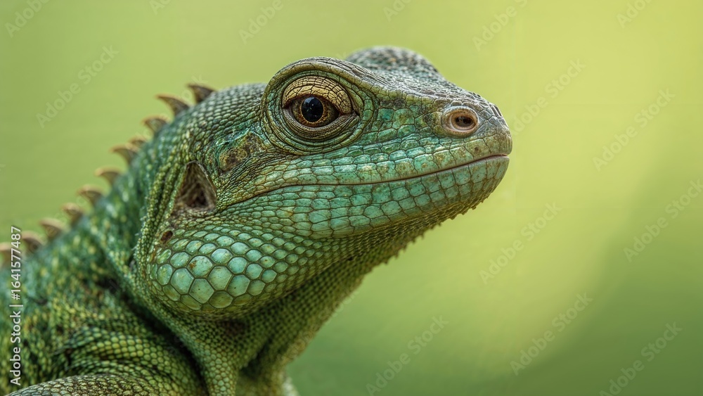 Fototapeta premium Macro shot highlighting the fine scales of a lizard with an out-of-focus background