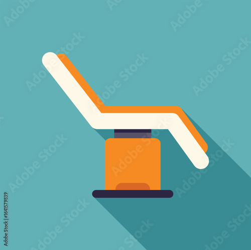 Orange and white medical examination table symbolizing healthcare, diagnostics, and patient care in a modern clinical setting