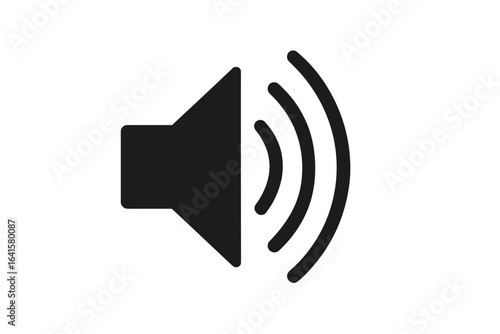 Vector speaker icon, loudspeaker volume symbol, audio sound waves sign, media button illustration, isolated flat black silhouette, volume control graphic element for web and app interface