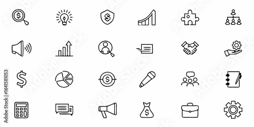 A refined set of vector icons featuring business hands interacting with key work-related objects. Ideal for infographics, marketing campaigns, and mobile app UI