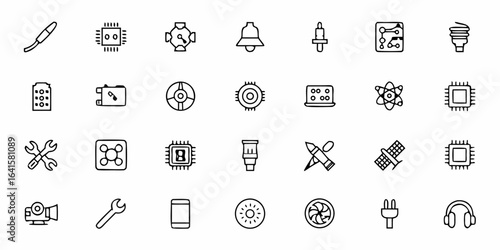 A sleek collection illustrating electronics repair and tech maintenance services. Perfect for gadget repair shops, IT support, and tech service providers