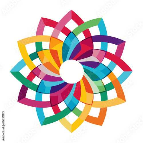 Multicolored Awareness Ribbon Mandala – Geometric Symmetry World Cancer Day Vector Isolated