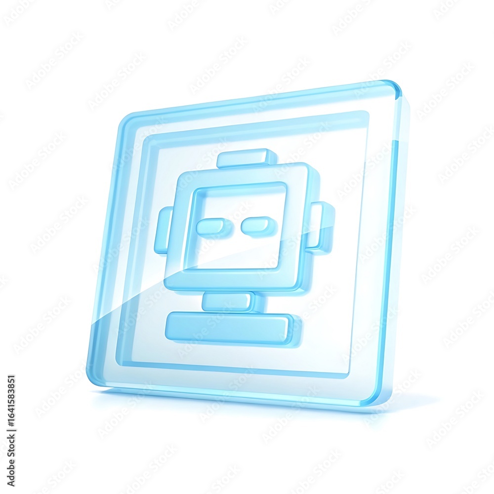 Glass Robot Icon: Modern, Clean, and Futuristic Design Glass Robot Icon: Modern, Clean, and Futuristic Design