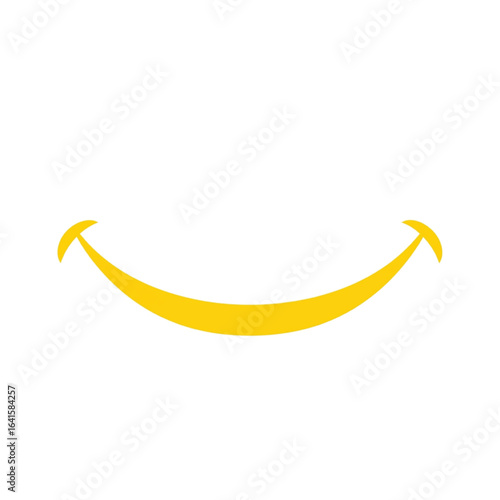 A simple yellow smile icon, a minimalist vector graphic symbol for happiness. Isolated design element representing joy and positive emotions.
