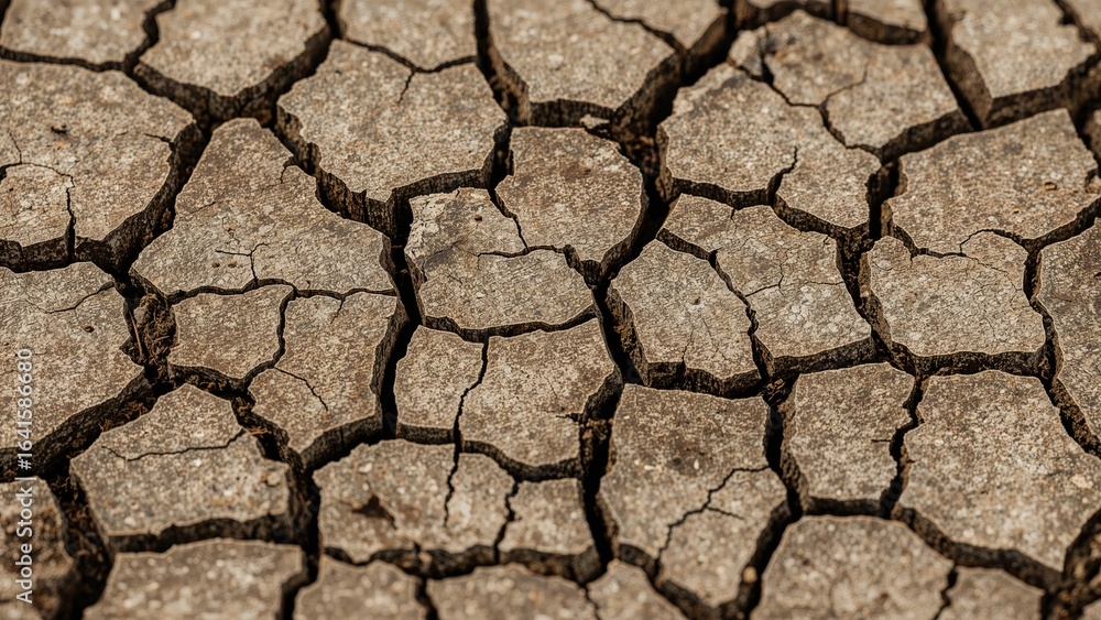 Naklejka premium Artistic backdrop showcasing cracked, arid dirt surface