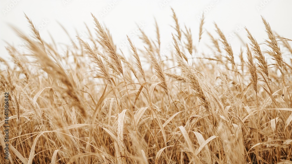 Fototapeta premium Selective focus on a pattern of dried grass on a white surface
