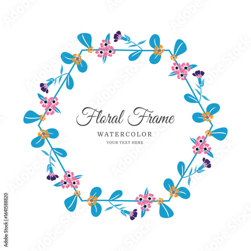 Floral Frame with Elegant Botanical Flowers and Leaves