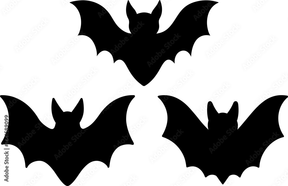 Naklejka premium Bat animal black silhouettes set, Set of bat animal, bat animal collections, Vector of bat animal, bat animal silhouette, bat animal isolated on white background