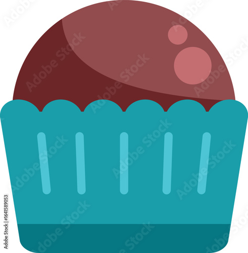 Tasty brigadeiro, a traditional brazilian sweet treat, resting in a vibrant blue paper cup, perfect for parties and celebrations