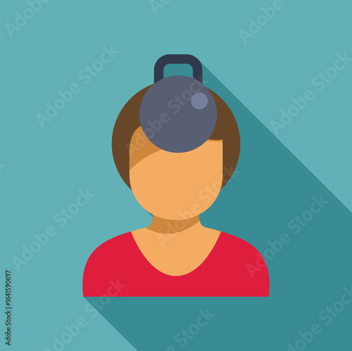Woman balancing kettlebell on her head, symbolizing mental burden, stress, and challenges of mental health