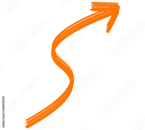 Curved orange line with a small arrow pointing to the right