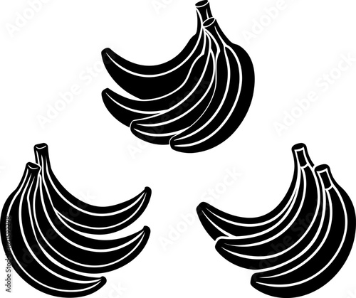 Banana fruit black silhouettes set, Set of banana fruit, banana fruit collections, Vector of banana, banana silhouette, banana isolated on white background