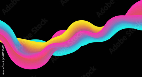 Vibrant Abstract Gradient Wave on Black Background - Fluid Motion and Dynamic Design