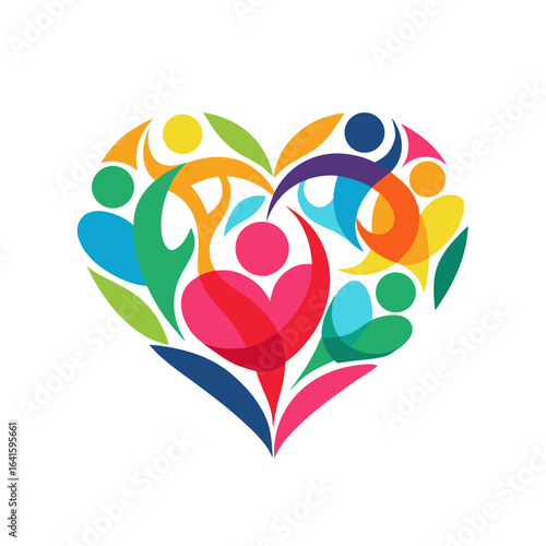 Heart of People Silhouettes – Human Fraternity and Unity Vector