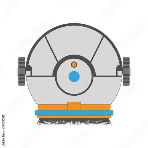 Round robot vacuum cleaner with wheels and sensors illustration.