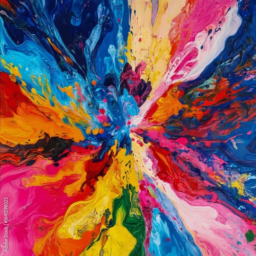 Abstract Color Burst An explosion of vivid colors and fluid shapes in a modern abstract style bold and expressive