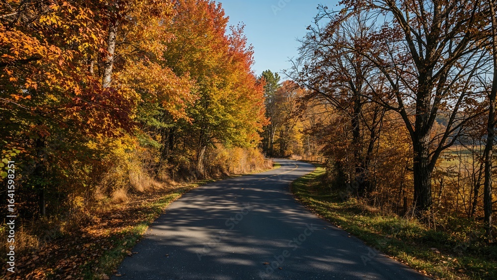 Obraz premium Quiet road winding through farmland