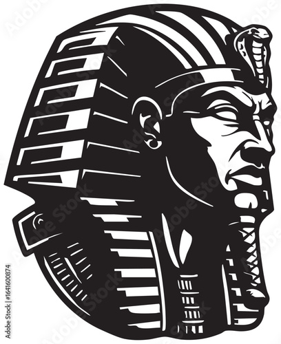 A powerful graphic of an Egyptian pharaoh's head, featuring the Nemes headdress and a royal Uraeus cobra.